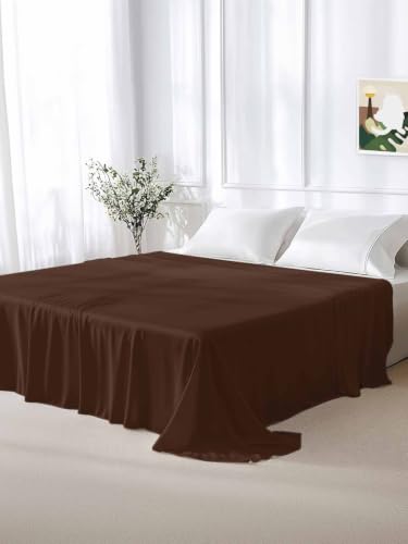 King Mocha Flat Sheet - Soft Breathable Microfiber Bedding - Hotel Quality