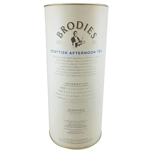 Brodies Tea, Scottish Afternoon Tea, Black Tea Imported from Scotland, Canister of 50 Bags (Pack of 1)