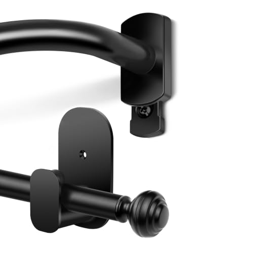Adjustable Curtain Rods Set of 32 to 86 Inches with No-Drill & Wrap-Around Brackets, Black