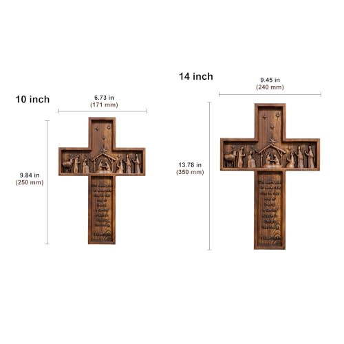 9.8 Inch Nativity Wall Crucifix Cross Handmade Christmas Faith Gift - Nativity Scene