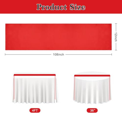 Red Satin Table Runner 12 x 108 Inches - Valentine's Day Decor, Set of 12 - Variation: Red / 12