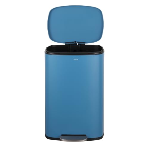 Connor 2-Piece Bright Cobalt Blue Iron Trash Can Set - 50L & 5L Waste Bins