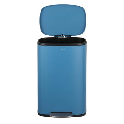 Connor 2-Piece Bright Cobalt Blue Iron Trash Can Set - 50L & 5L Waste Bins