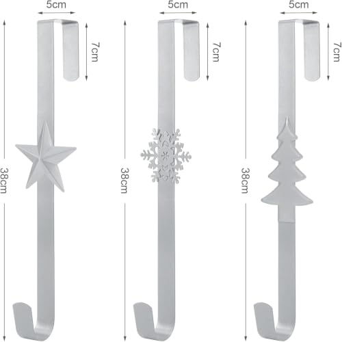 Silver Metal Wreath Hanger for Front Door - Over-the-Door Hook, 14-Inch, 1 Pack
