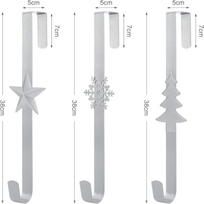 Silver Metal Wreath Hanger for Front Door - Over-the-Door Hook, 14-Inch, 1 Pack