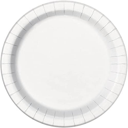 White Round Paper Dinner Plates - 9-Inch, 8 Count | Ideal for Parties, Showers & Special Events