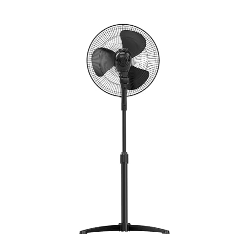 Emerson 16-Inch Oscillating Pedestal Fan with 3-Speed Control & Adjustable Height - Black FAO1605-B