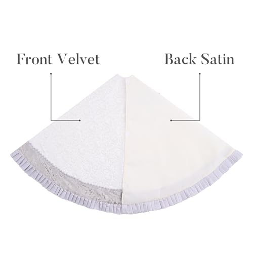 Valery Madelyn Silver Christmas Tree Skirt 36 Inch for Holiday Decor