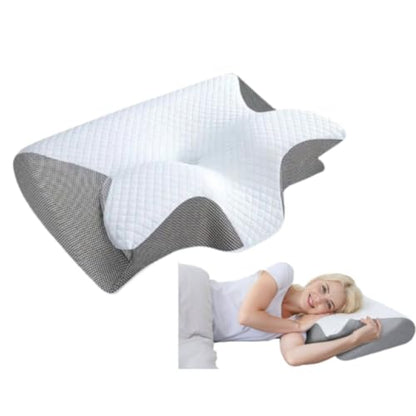 BONTEBIAN Grey Cervical Memory Foam Pillow - Orthopedic Neck Support for Pain Relief & Snoring