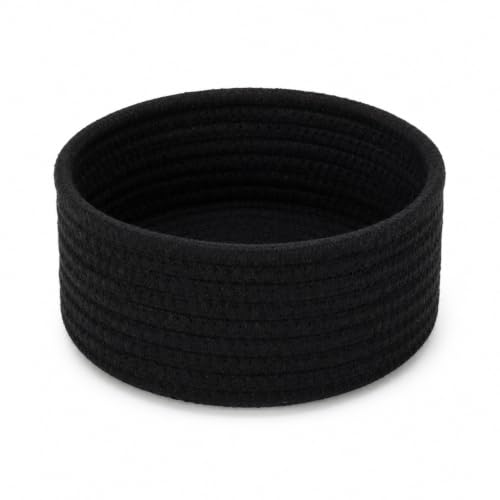 Small Woven Cotton Rope Basket for Organization - Black