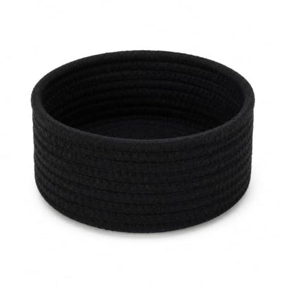 Small Woven Cotton Rope Basket for Organization - Black