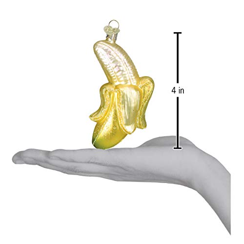 Peeled Banana Glass Blown Christmas Ornament - 4 Inches, Pack of 2