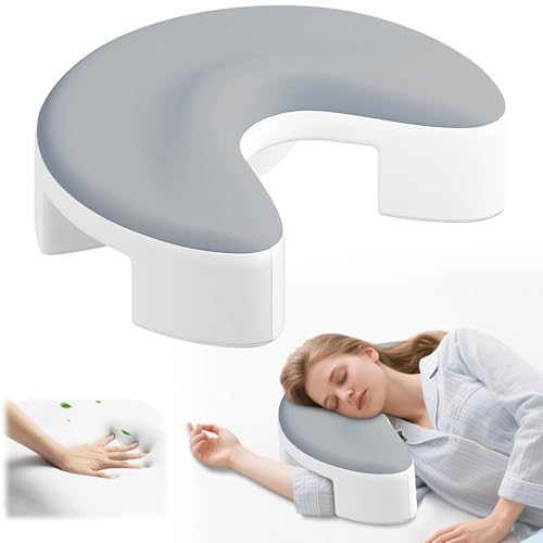 Side Sleeper Pillow with Arm Holes - Memory Foam Ergonomic Support Grey