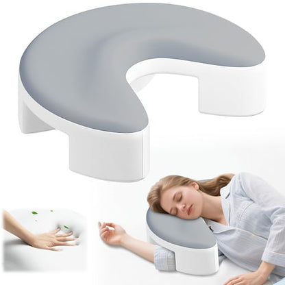 Side Sleeper Pillow with Arm Holes - Memory Foam Ergonomic Support Grey