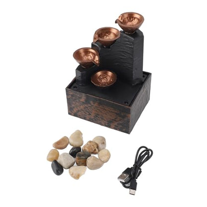 Mini USB Water Fountain with LED Light for Desktop & Bedroom Decor