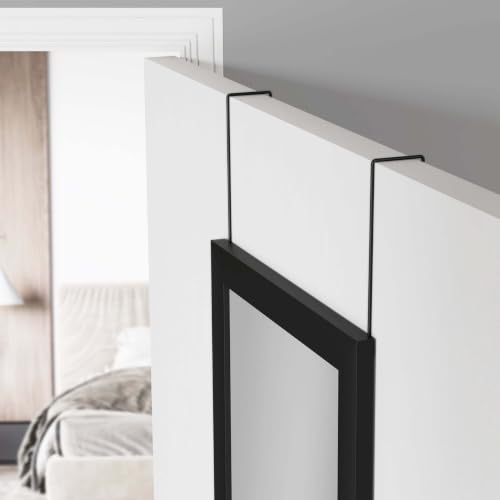 Black Over-The-Door Full-Length Mirror - Space Saving Full Body Reflection