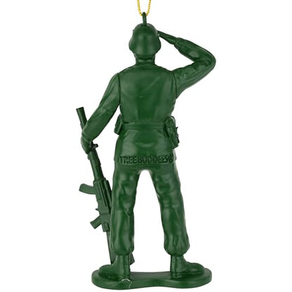 Vintage Army Soldier Christmas Ornament - Green Toy Military Figurine