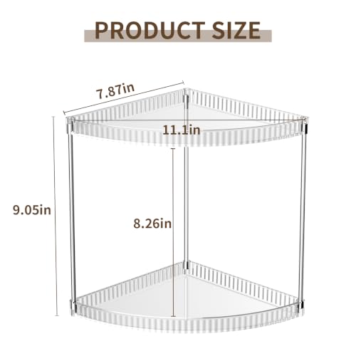 Clear 2-Tier Corner Bathroom Organizer Shelf for Vanity and Countertop