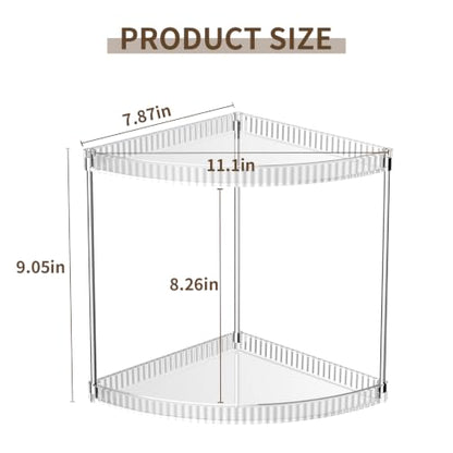 Clear 2-Tier Corner Bathroom Organizer Shelf for Vanity and Countertop