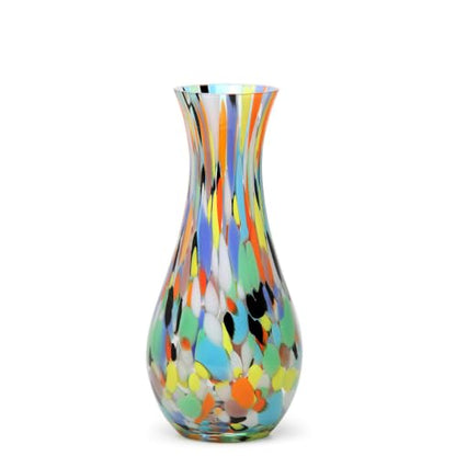 Murano Style Hand Blown Art Glass Vase Multicolor Confetti Effect - Home Decor