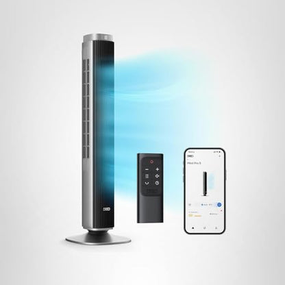 DREO Tower Fan for Bedroom, Standing Oscillating Fan with 40ft Far Airflow, 20dB Quiet, 12 Speeds, 28ft/s Velocity, Smart Control, DC Motor, 42 inch, 90° Oscillation, 4 Modes, 12H Timer, Pilot Pro S