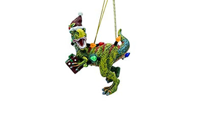 Dinosaur Christmas Tree Ornament T Rex Covered in Lights for Kids