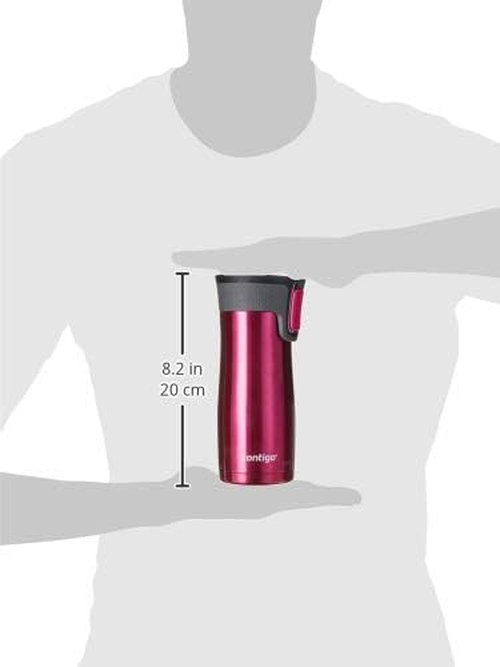 Contigo West Loop Travel Mug - Stainless Steel, Vacuum-Insulated, 16oz, Spill-Proof Lid | 2-Pack in Very Berry & Steel