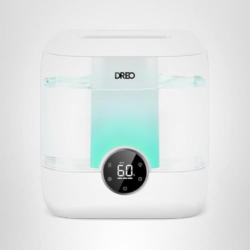 DREO Humidifiers for Bedroom, 6L Easy to Fill & Clean, 60H Runtime for Large room, 28 dB Quiet Cool Mist Air Humidifier for Plant, Baby Nursery, Home, Indoor, Night Light, Precise Humidity Control