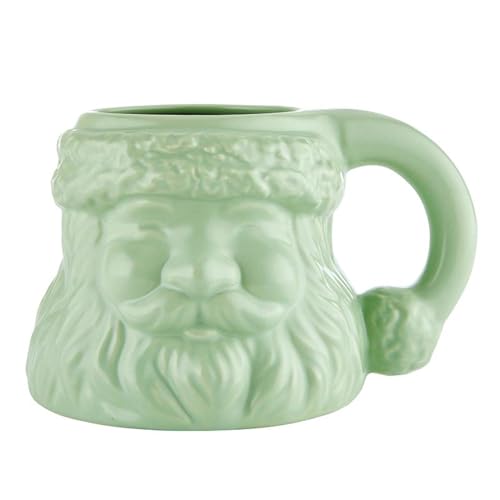 Christmas Santa Mug Ceramic Green 15oz Coffee Cup - Holiday Gift