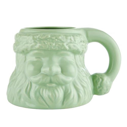 Christmas Santa Mug Ceramic Green 15oz Coffee Cup - Holiday Gift