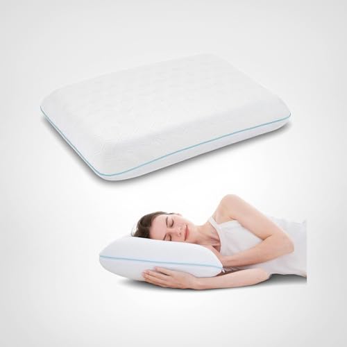 EGOHOME Bed Pillow Standard Size - Memory Foam Made in USA - for Side, Back and Stomach Sleepers, Neck Support with Washable & Removable Cover, Medium Soft, 1 Pack