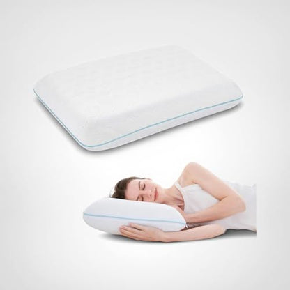 EGOHOME Bed Pillow Standard Size - Memory Foam Made in USA - for Side, Back and Stomach Sleepers, Neck Support with Washable & Removable Cover, Medium Soft, 1 Pack