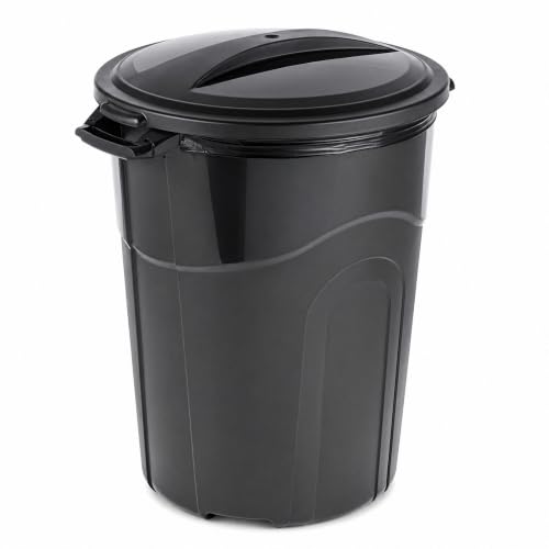 Round 20 Gallon Heavy Duty Plastic Trash Can with Locking Lid - Black