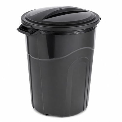 Round 20 Gallon Heavy Duty Plastic Trash Can with Locking Lid - Black