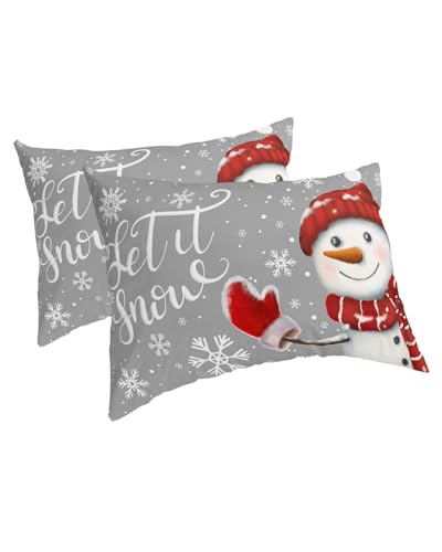 Christmas Snowman Pillowcases 20x26 Inches - Gray 2 Pack Winter Decor