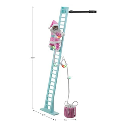 Pastel Black Santa Climbing Christmas Decor - 43 Inch Animated & Musical