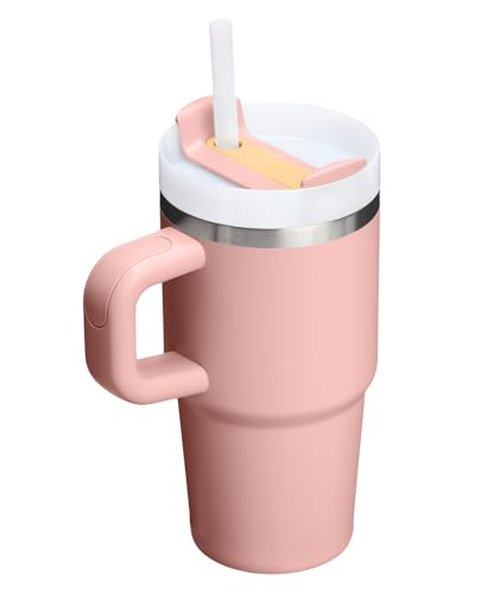 STANLEY Quencher H2.0 Tumbler with Handle and Straw 20 oz | Flowstate 3-Position Lid | Cup Holder Compatible for Travel | Insulated Stainless Steel Cup | BPA-Free | Peach Rose