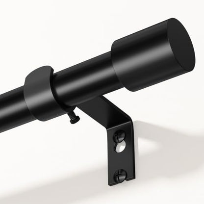 Extra Long Black Curtain Rod 36-240 Inch Heavy Duty Adjustable 1 Inch - Black / 1 Pack