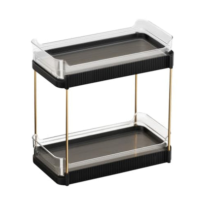 2-Tier Bathroom Shelf Organizer with Detachable Clear Trays for Vanity Storage