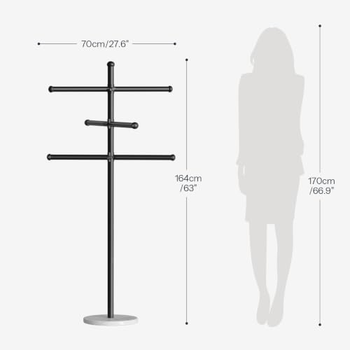 Outdoor Pool Towel Rack with Marble Base & Adjustable 3 Arms - 63 Inch