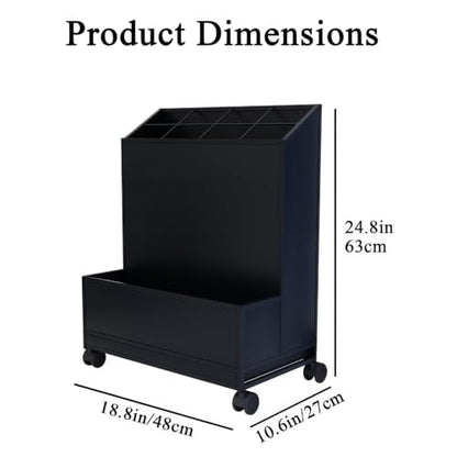 Black Commercial Umbrella Stand with Double-Tier Storage & Removable Drip Tray