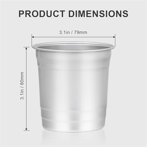 50pcs 9 oz Aluminum Disposable Reusable Cups for Parties and Events - Silver