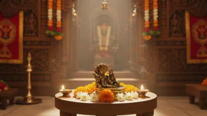 Lakshmi Narayan on Sheshnag Brass Statue for Car Dashboard & Home Decor – Divine Vishnu & Lakshmi Figurine – Variation: Lakshmi Narayan