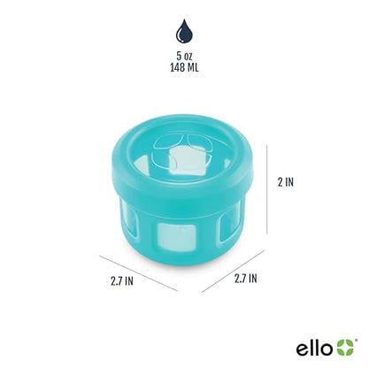 Ello Reusable Condiment Containers 4oz each with Screw-on Leak Proof Lid 4 Pack | Perfect for Salad Dressing Sauce Dips Lunchbox Picnic Travel Bento Box | BPA-Free | Dishwasher Safe | Fruit Cobbler