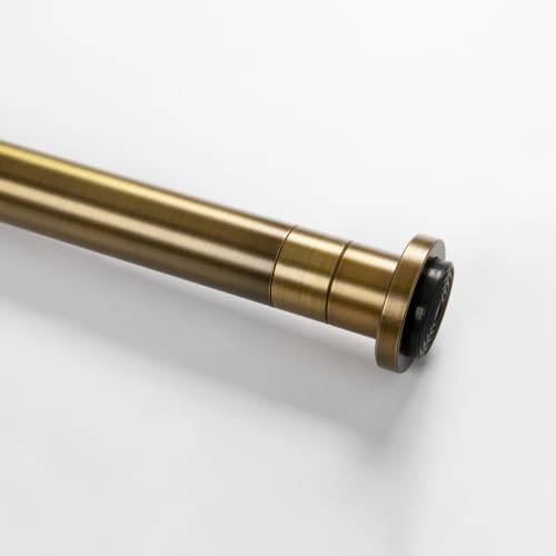 38-54 Inch Adjustable Tension Curtain Rod No Drill Brass Antique Finish