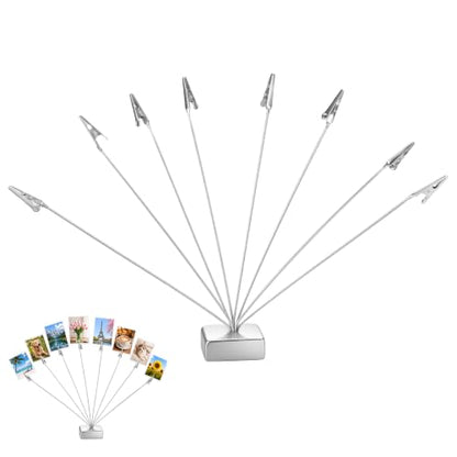 Silver 8 Branch Money Tree Gift Holder with Clips - Tabletop Decor