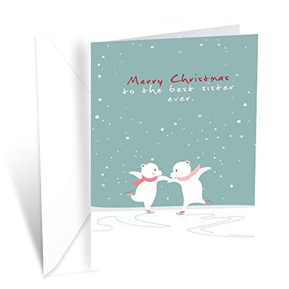 Sister Christmas Card - Eco-Friendly Thick Card Stock with Premium Envelope - Made in America - 5x7.75 Inches