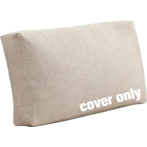 Large Linen Sofa Back Cushion Cover - Khaki 70x50x10cm Replacement Slipcover