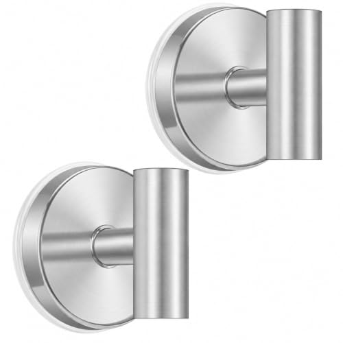 Suction Cup Shower Hooks No Drill 4 Pack - Brushed Nickel, Silver / 2 Pack
