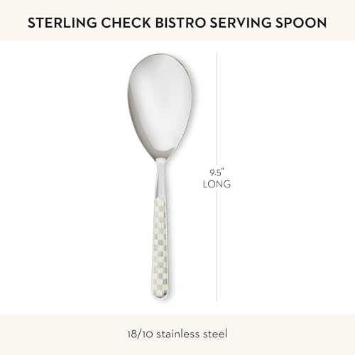 Kitchen Serving Spoon - Gray and White Check Pattern, Stainless Steel, Mackenzie-Childs